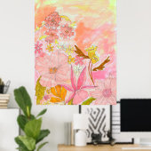 Poster Jardin Surreal Floral Pastel Ink Artiste Imprimer (Bureau à domicile)