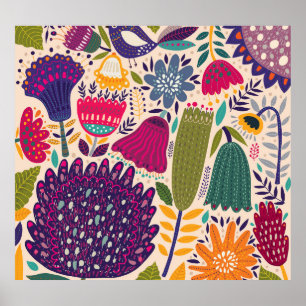 Poster Jardin tropical : collection motif de printemps.