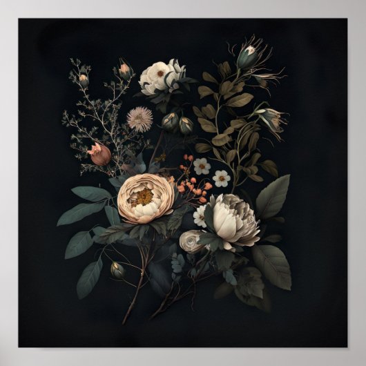 Poster Jardin tzigane Fleurs Vintages (Devant)