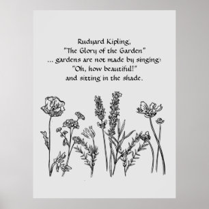 Poster Jardin Verse Rudyard Kipling Aquarelle Fleurs