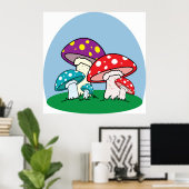 Poster Jardin vibrant de champignons amanites (Bureau à domicile)