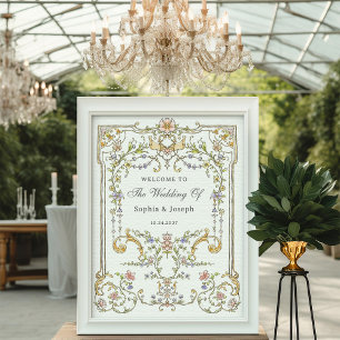 Poster Jardin vintage   Accueil Mariage Luxe coloré