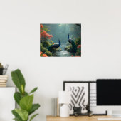 Poster jardin zen avec paons (Bureau à domicile)