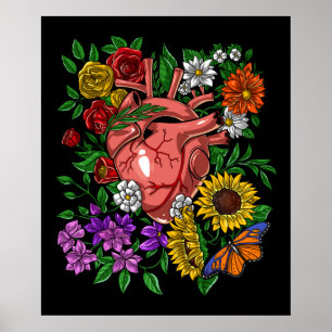 Poster Jardinage floral du coeur anatomique