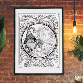 Poster Jardinage Gnome Couleur adulte