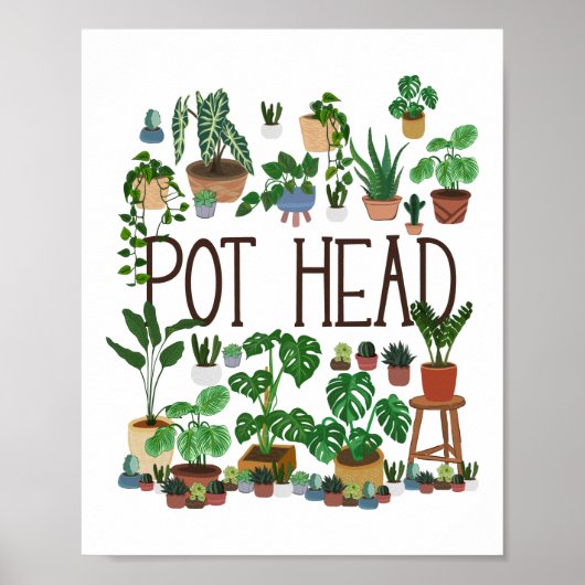 Poster Jardinage Poted Plante Pot Head (Devant)