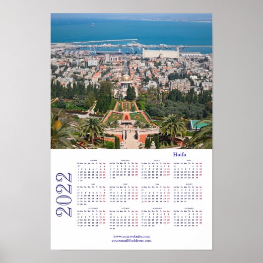 Poster Jardins Bahá'í, Haïfa, Israël Calendrier 2022 Affi (Devant)