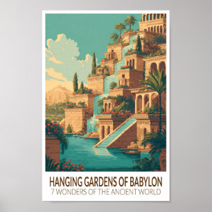 Poster Jardins suspendus de Babylone 7 Merveilles du Mond
