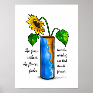 Poster Jarres d'argile - Tournesol en vase - aquarelle ar