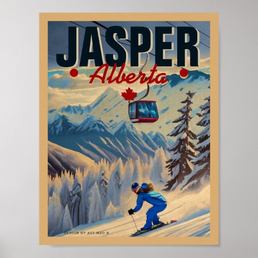 Poster Jasper Alberta Mountains Canada Vintage 1950 (Devant)