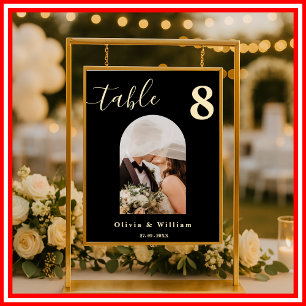 Poster Jaune Beurre Noir Numéro de Table de Mariage PHOTO