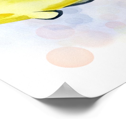 Poster Jaune Black Tropical Poisson Océan Thème (Coin)