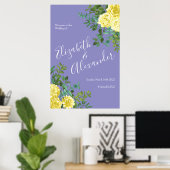 Poster Jaune clair et périphérique Rose bleu Mariage flor (Bureau à domicile)