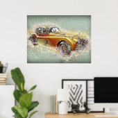 Poster Jaune Classic Sports Voiture Intemporel Automobile (Bureau à domicile)