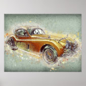 Poster Jaune Classic Sports Voiture Intemporel Automobile (Devant)