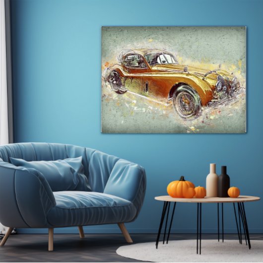 Poster Jaune Classic Sports Voiture Intemporel Automobile