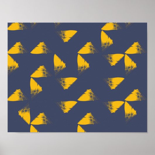 Poster Jaune, cool, unique, triangles tendance (Devant)