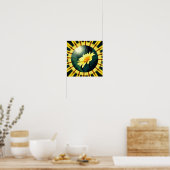 Poster Jaune Daisy Floral Art Abstrait (Cuisine)