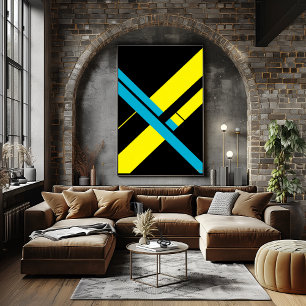 Poster Jaune et cyan X Bauhaus Design Minimaliste