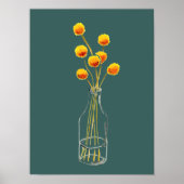 Poster Jaune heureux Billy Button fleurs Art australien (Devant)