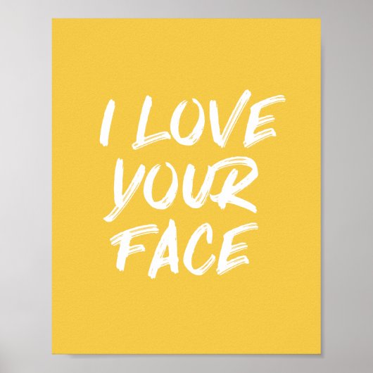 Poster Jaune J'aime votre citation de typographie du visa (Devant)