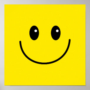 Poster Jaune joyeux visage souriant