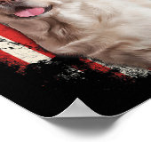 Poster Jaune Labrador Labs Patriotique American Flag Chie (Coin)