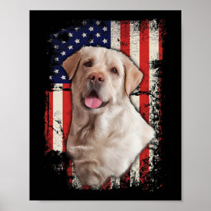 Poster Jaune Labrador Labs Patriotique American Flag Chie