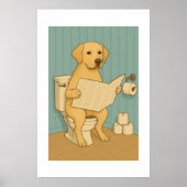 Poster Jaune Labrador Lecture journal sur Toilet (Devant)