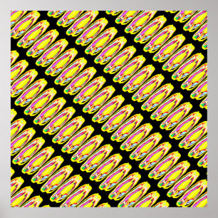 Poster Jaune Mellow coloré art abstrait style hippie