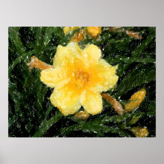 Poster Jaune Narcissus Fleur abstrait art original (Devant)