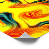 Poster Jaune orange coloré perlures vert Abstrait (Coin)