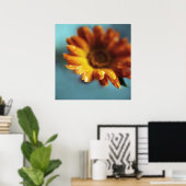 Poster Jaune Orange Marigold Flower Drop Macro (Bureau à domicile)
