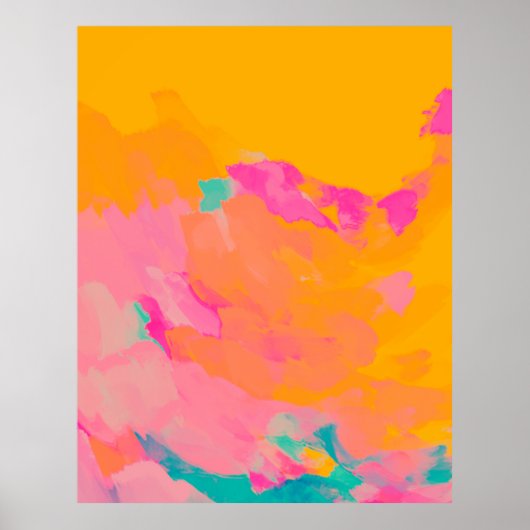 Poster Jaune Orange rose vif Coloré Art Abstrait (Devant)