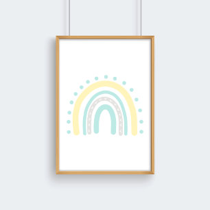 Poster Jaune pastel Menthe Décor de nursery arc-en-ciel N