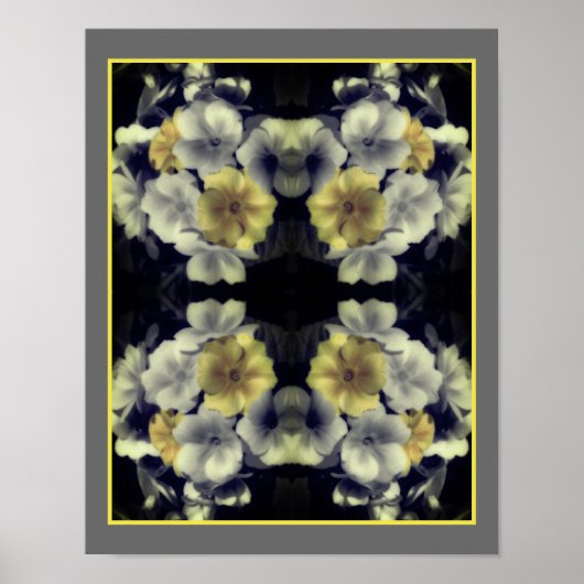 Poster Jaune Primrose Fleur Partielle Couleur Abstraite (Devant)