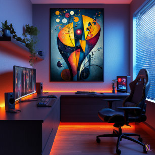 Poster Jaune Rouge Bleu - Chef-d'œuvre cubiste Inspiré