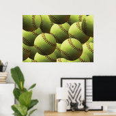Poster Jaune Softball Fastpitball Multiball (Bureau à domicile)