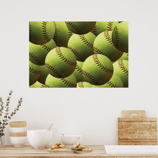 Poster Jaune Softball Fastpitball Multiball (Cuisine)
