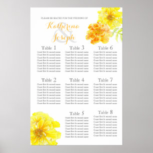 Poster Jaune souci Planificateur de table de mariage 1-8