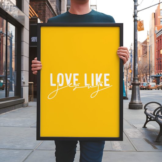 Poster Jaune vif Amour comme Jésus chrétien