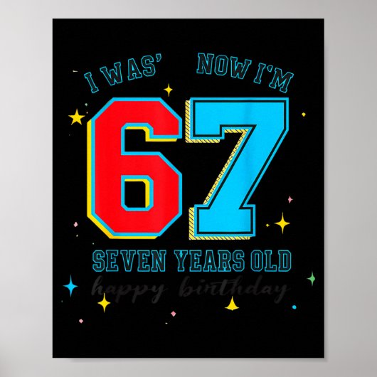 Poster J'avais 6 ans maintenant j'ai 7 ans Anniversaire, (Devant)