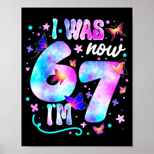 Poster J'avais 6 ans maintenant j'ai 7 ans Papillon 7e an (Devant)