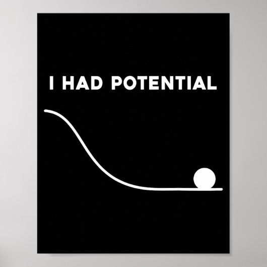 Poster J'avais du potentiel Citation minimale drôle et sa (Devant)