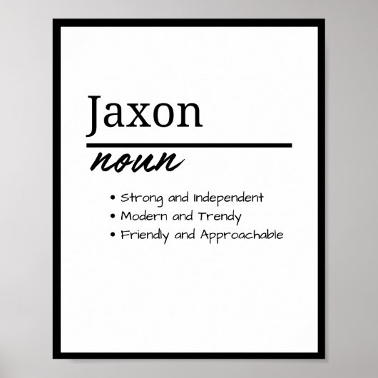 Poster Jaxon, Définition de prénom personnalisé garçon (Devant)