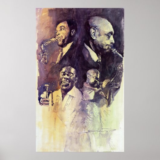 Poster Jazz Legends Parker Gillespie Armstrong (Devant)