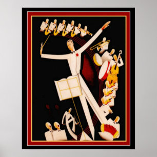 Poster "Jazz Maestro" Art Deco Print 16 x 20