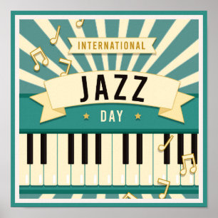 Poster Jazz Piano Music Illustration Notes musicales