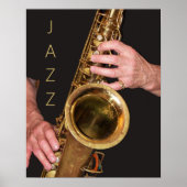 Poster Jazzman jouant du saxophone doré (Devant)