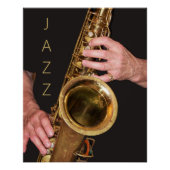 Poster Jazzman Jouer Saxophone Or Photo Glossy (Devant)